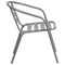 Flash Furniture Lila 23.5in Square Glass Top Metal Table with 2 Silver Aluminum Slat Stack Chairs TLH-0731SQ-017CSV2-GG - alternate 3